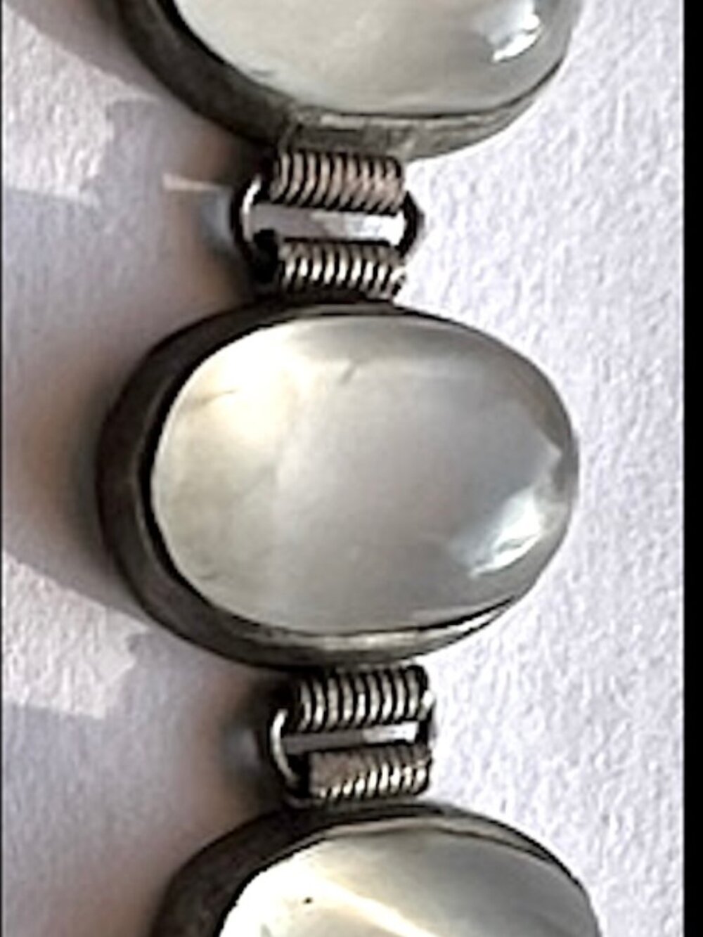 Vintage Silver Tone Moonstone Opalite Cabochon Bracelet 7 7/16" L - Picture 12 of 16